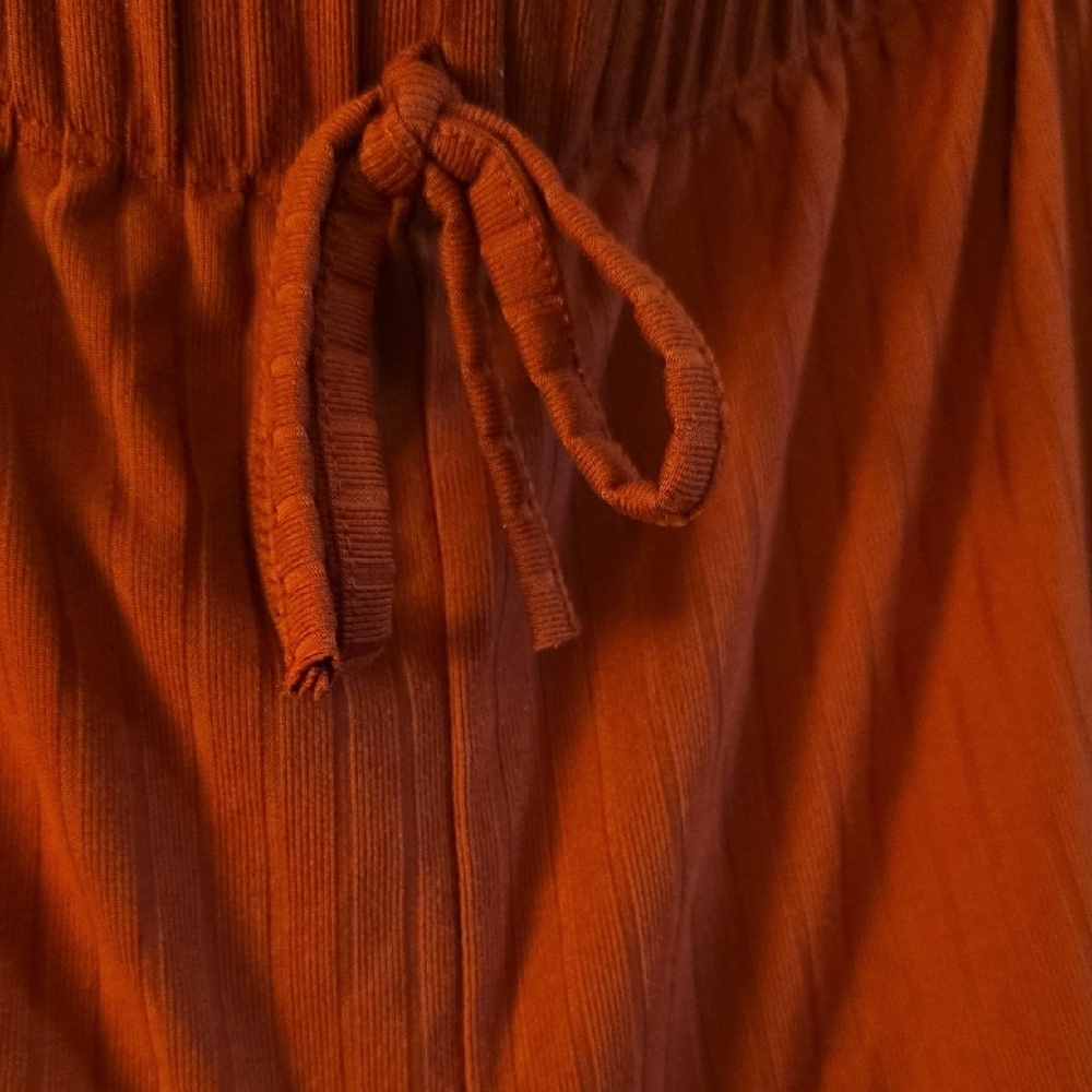 Rust Red Ribbed Drawstring Pants - Picture 4 of 6